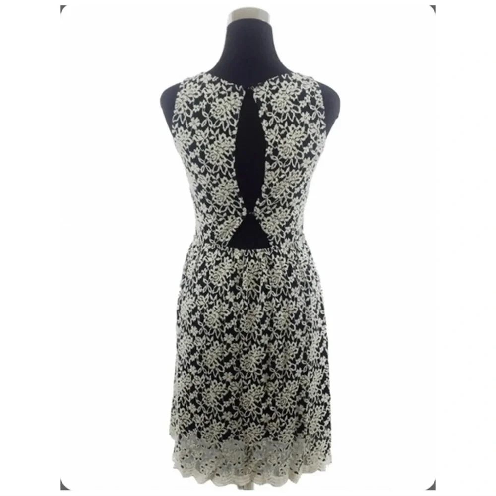 Floral Lace Sleeveless Scalloped Hem Dress - Picture 3 of 5